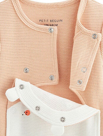 Pyjama bébé en nid d'abeille ouverture pont Miss Plume