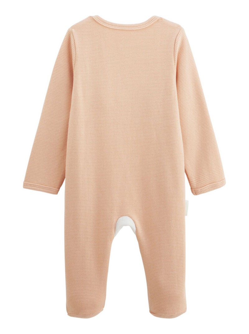 Pyjama bébé en nid d'abeille ouverture pont Miss Plume Ecru - Kiabi