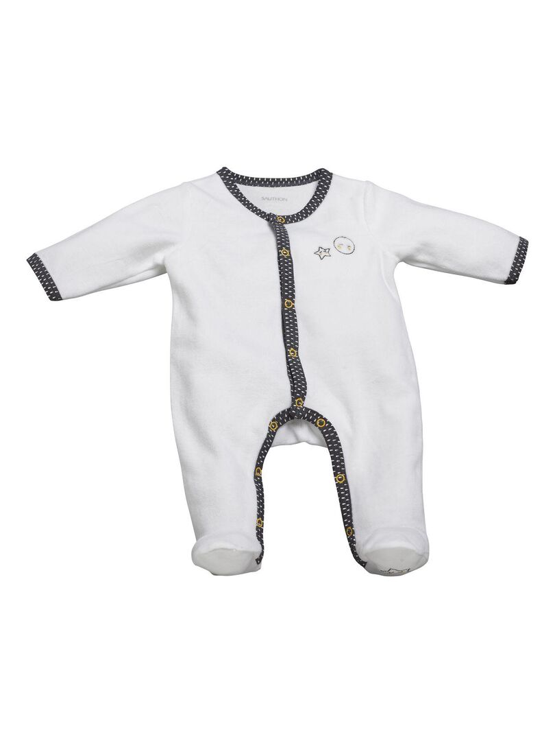 Pyjama bébé en velours - SAUTHON Blanc Gris - Kiabi