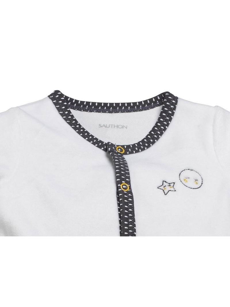 Pyjama bébé en velours - SAUTHON Blanc Gris - Kiabi