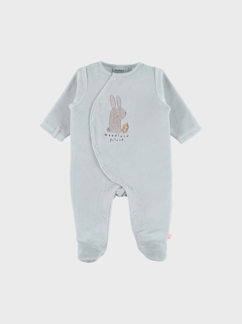 Pyjama bébé en velours à broderie lapin Noukie's Bleu turquoise - Kiabi