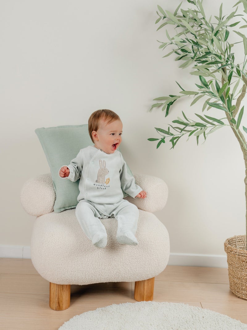 Pyjama bébé en velours à broderie lapin Noukie's Bleu turquoise - Kiabi
