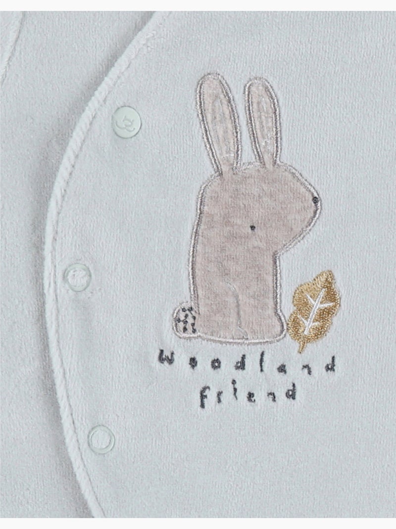 Pyjama bébé en velours à broderie lapin Noukie's Bleu turquoise - Kiabi