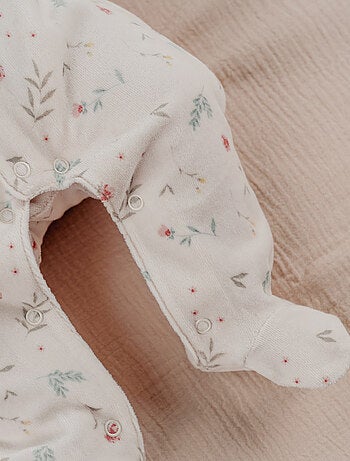 Pyjama bébé en velours à fleurs et à volants Noukie's