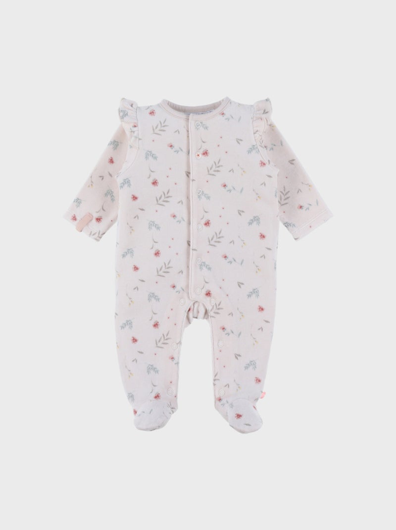 Pyjama bébé en velours à fleurs et à volants Noukie's Rose - Kiabi
