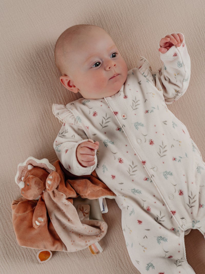 Pyjama bébé en velours à fleurs et à volants Noukie's Rose