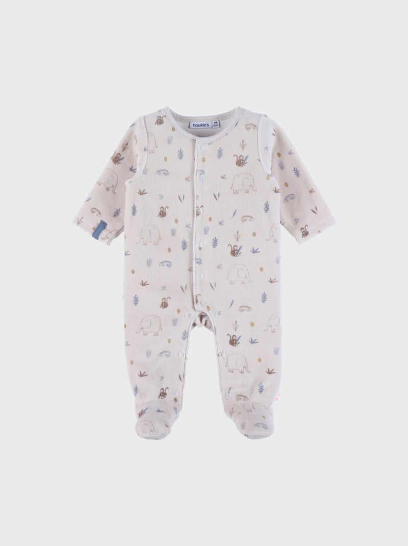Pyjama bébé en velours à motif jungle Noukie's Beige - Kiabi