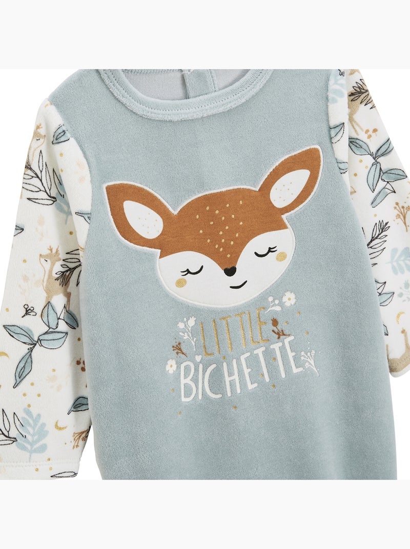Pyjama bébé en velours Alma Bleu - Kiabi
