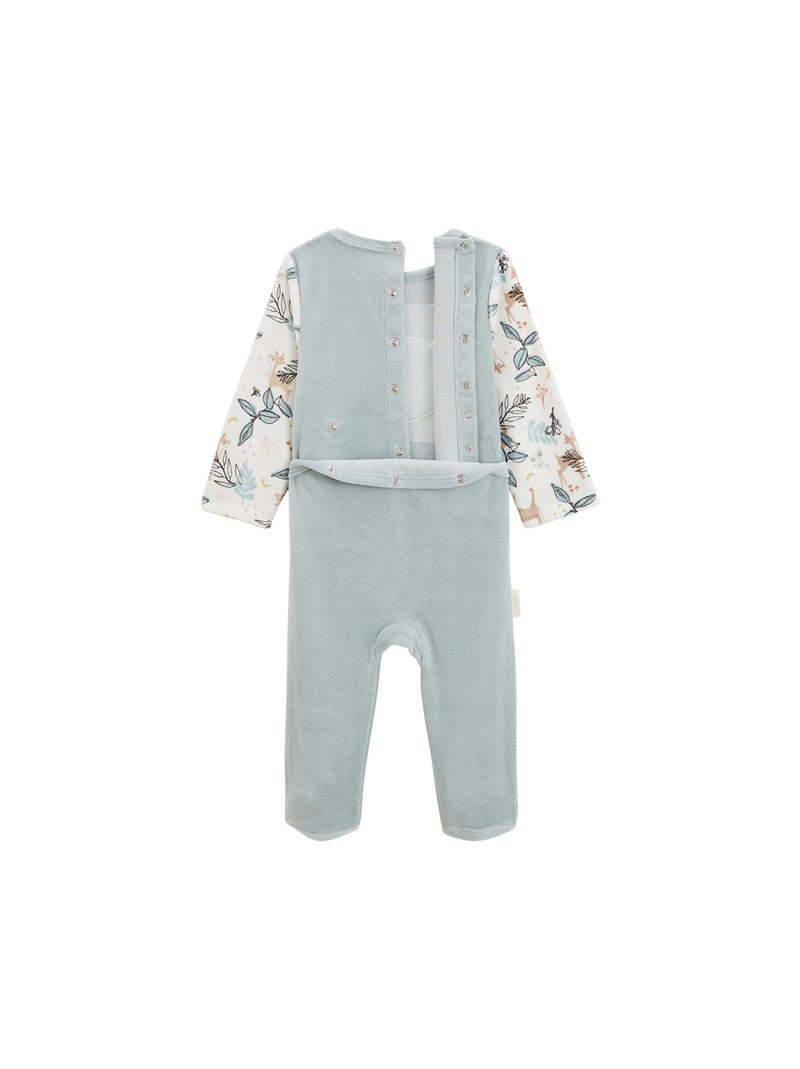Pyjama bébé en velours Alma Bleu - Kiabi