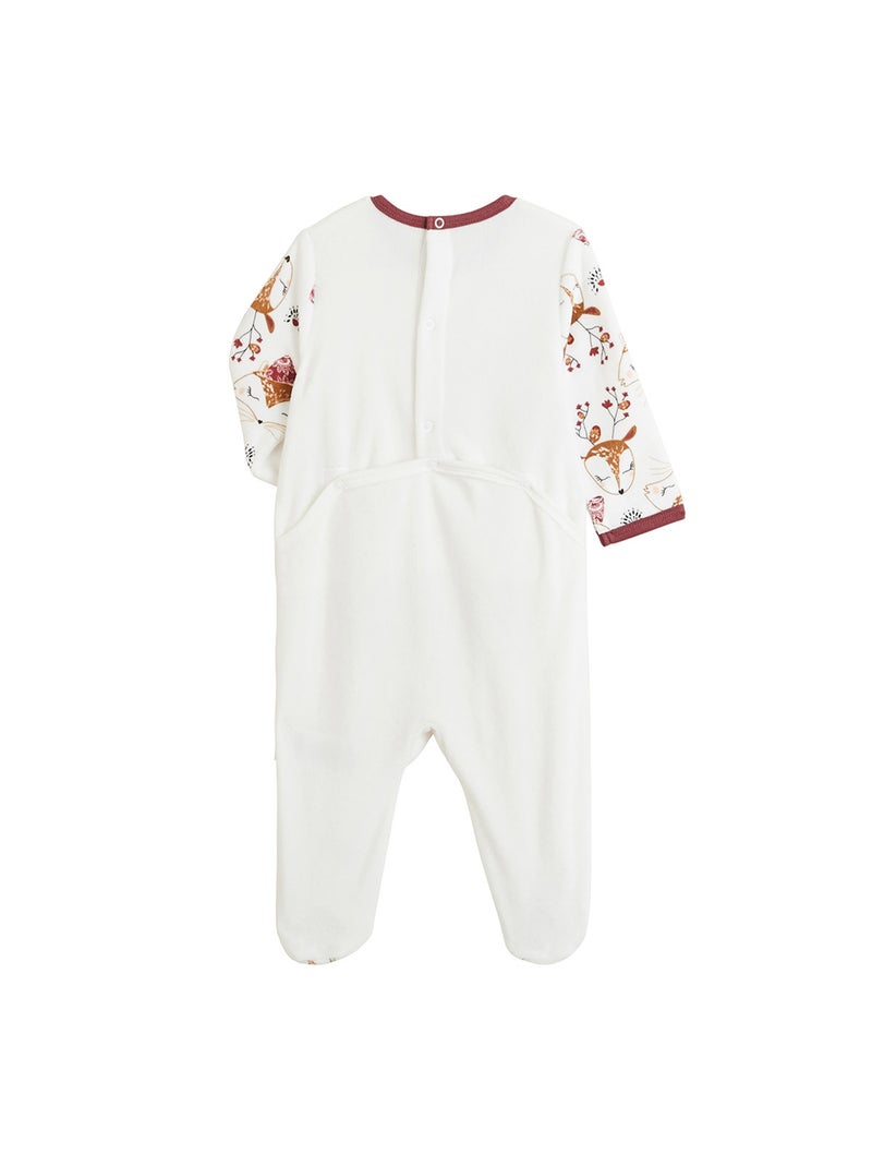 Pyjama bébé en velours Amaya Ecru - Kiabi