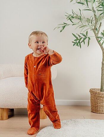 Pyjama bébé en velours avec broderie animale Noukie's