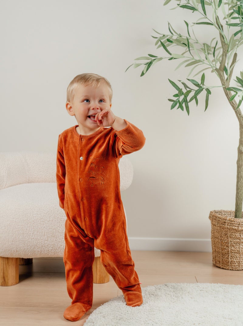 Pyjama bébé en velours avec broderie animale Noukie's Rouge - Kiabi