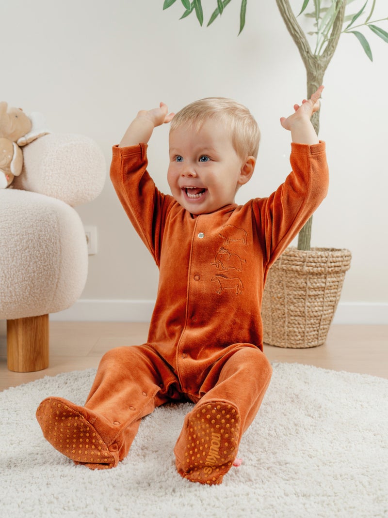 Pyjama bébé en velours avec broderie animale Noukie's Rouge - Kiabi