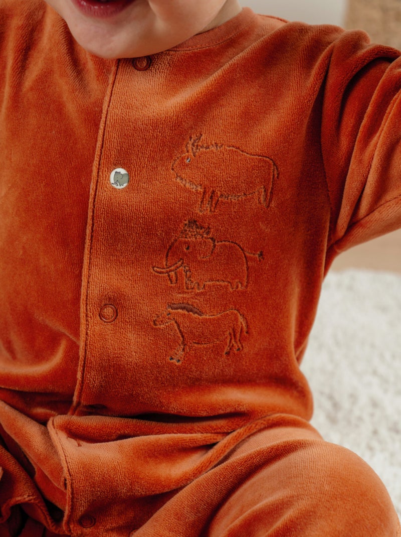 Pyjama bébé en velours avec broderie animale Noukie's Rouge - Kiabi