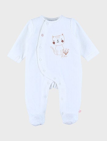 Pyjama bébé en velours avec broderie chat Noukie's