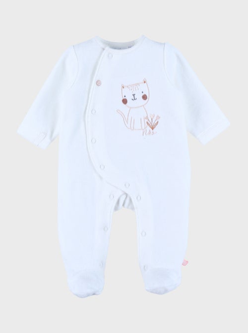 Pyjama bébé en velours avec broderie chat Noukie's - Kiabi