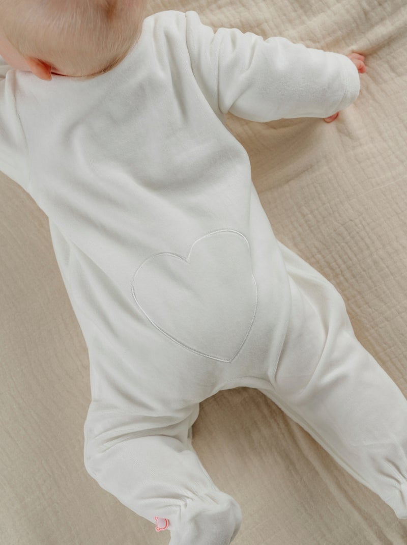 Pyjama bébé en velours avec broderie chat Noukie's Blanc - Kiabi