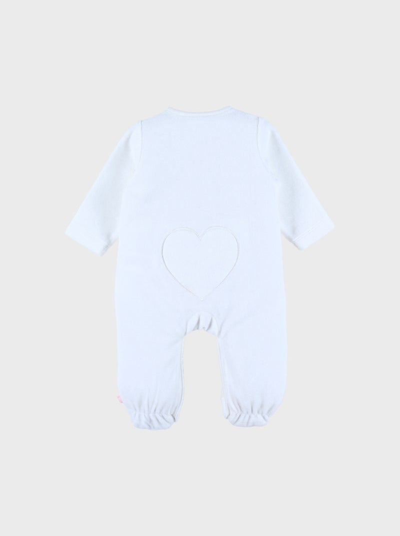 Pyjama bébé en velours avec broderie chat Noukie's Blanc - Kiabi