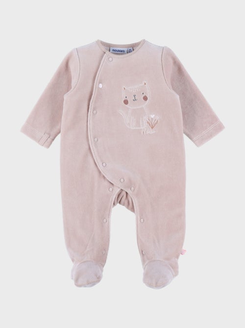 Pyjama bébé en velours avec broderie chat Noukie's - Kiabi