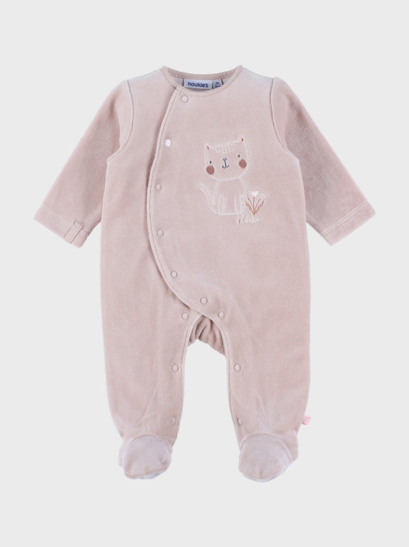 Pyjama bébé en velours avec broderie chat Noukie's Rose - Kiabi