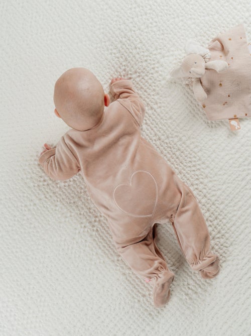 Pyjama bébé en velours avec broderie chat Noukie's - Kiabi