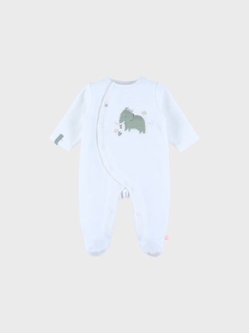 Pyjama bébé en velours avec broderie éléphant Noukie's - Kiabi