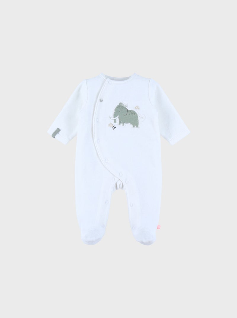 Pyjama bébé en velours avec broderie éléphant Noukie's Blanc - Kiabi