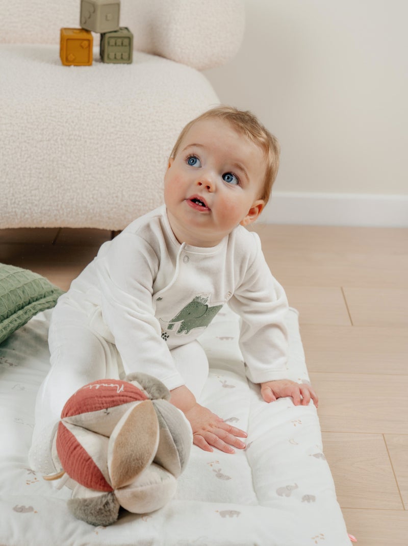Pyjama bébé en velours avec broderie éléphant Noukie's Blanc - Kiabi