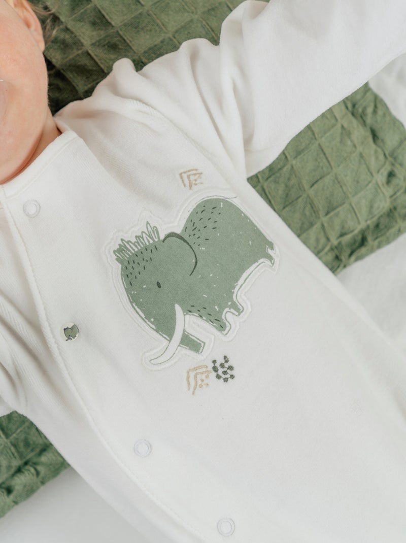 Pyjama bébé en velours avec broderie éléphant Noukie's Blanc - Kiabi