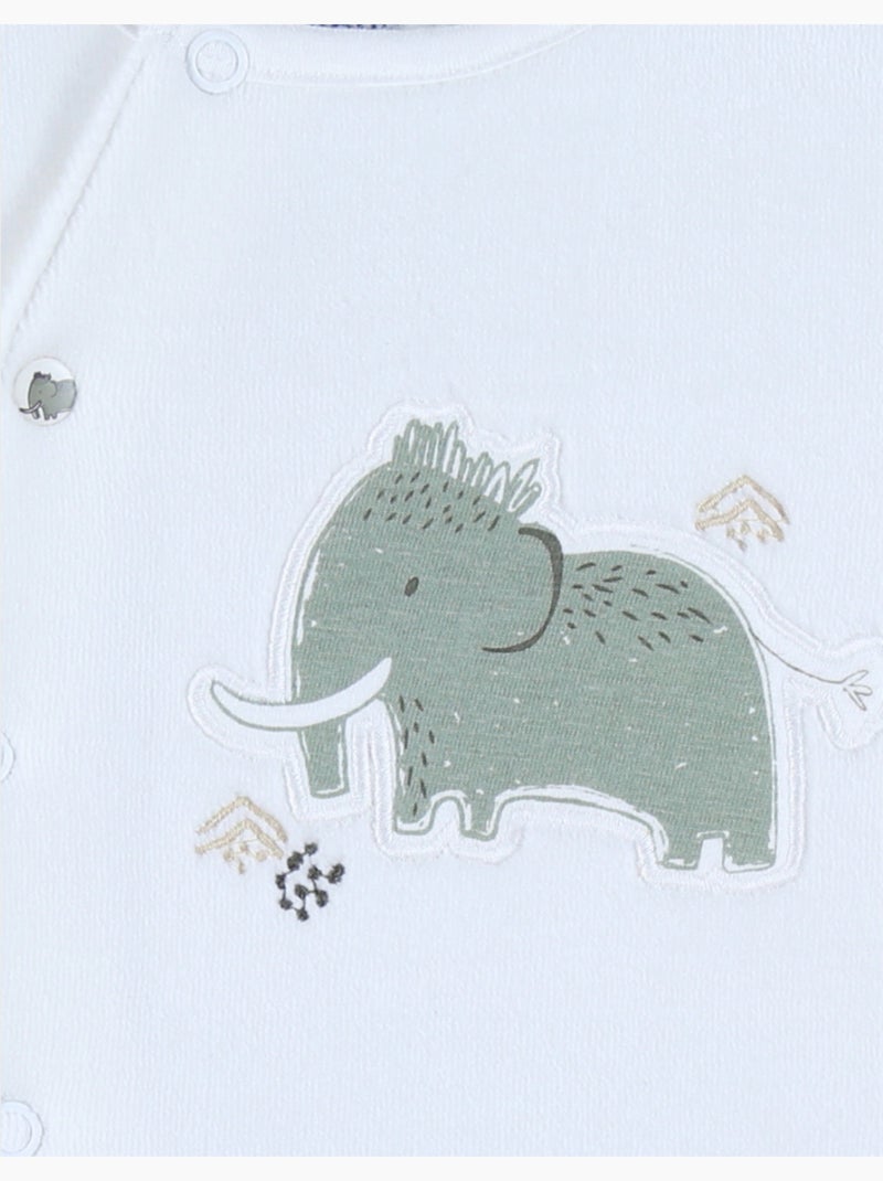 Pyjama bébé en velours avec broderie éléphant Noukie's Blanc - Kiabi