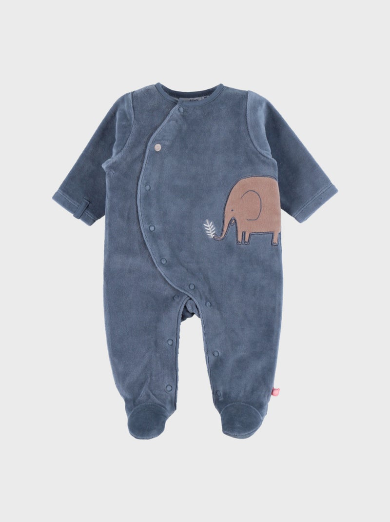 Pyjama bébé en velours avec broderie éléphant Noukie's Bleu - Kiabi