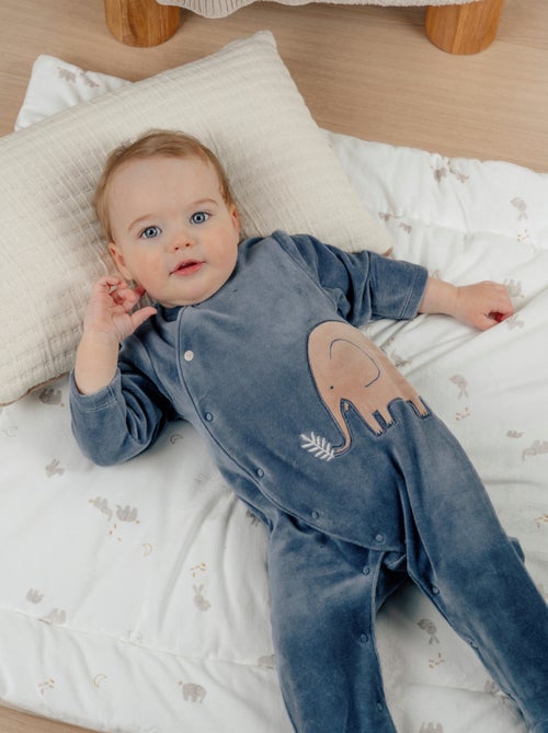 Pyjama bébé en velours avec broderie éléphant Noukie's - Kiabi