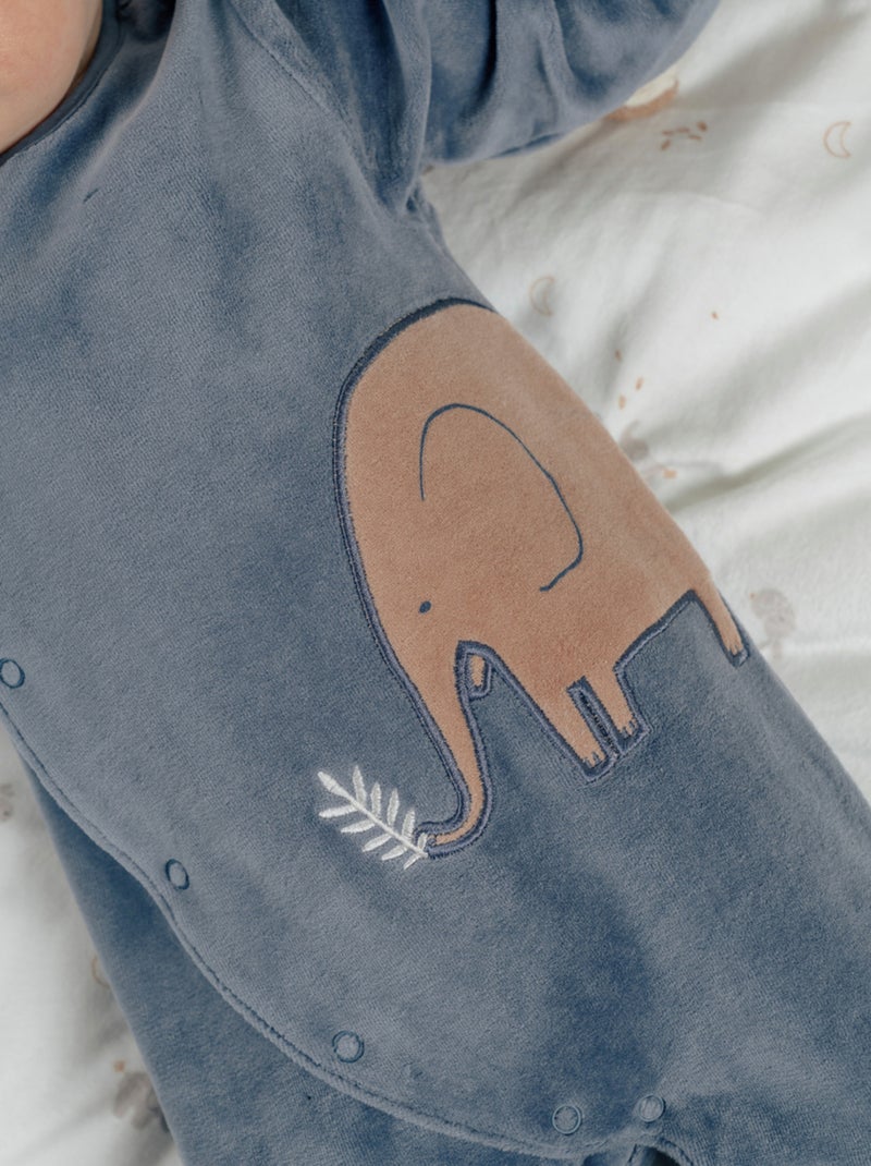 Pyjama bébé en velours avec broderie éléphant Noukie's Bleu - Kiabi