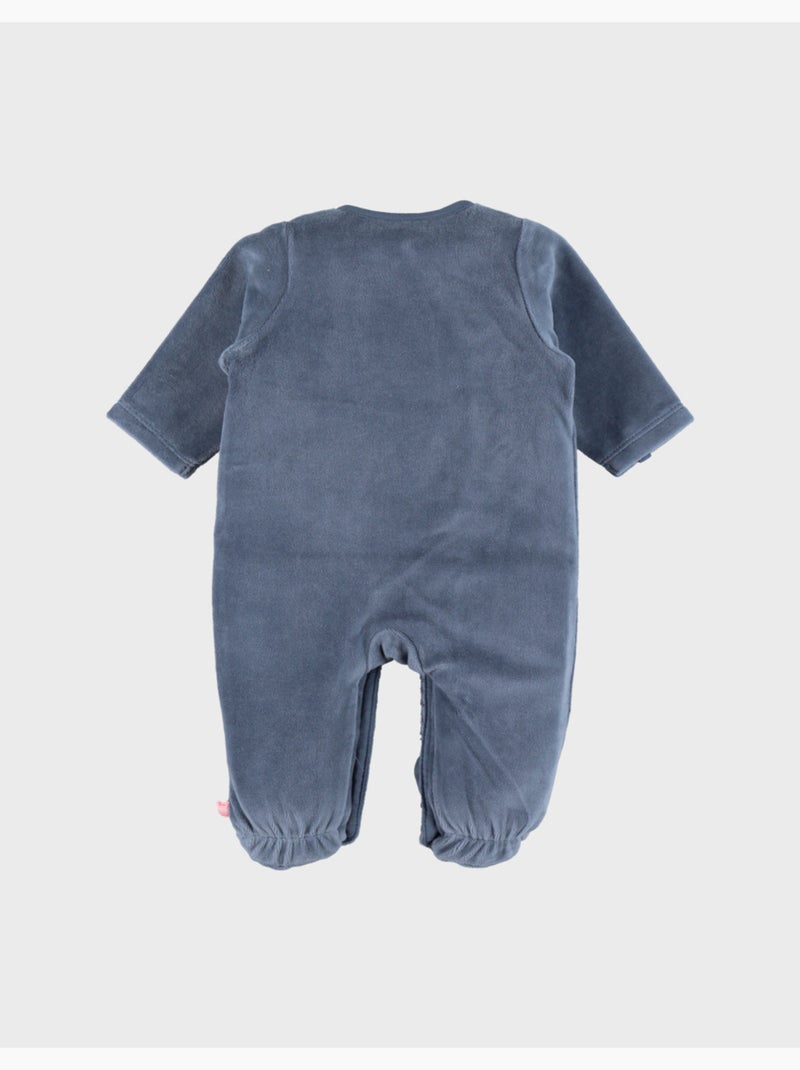 Pyjama bébé en velours avec broderie éléphant Noukie's Bleu - Kiabi