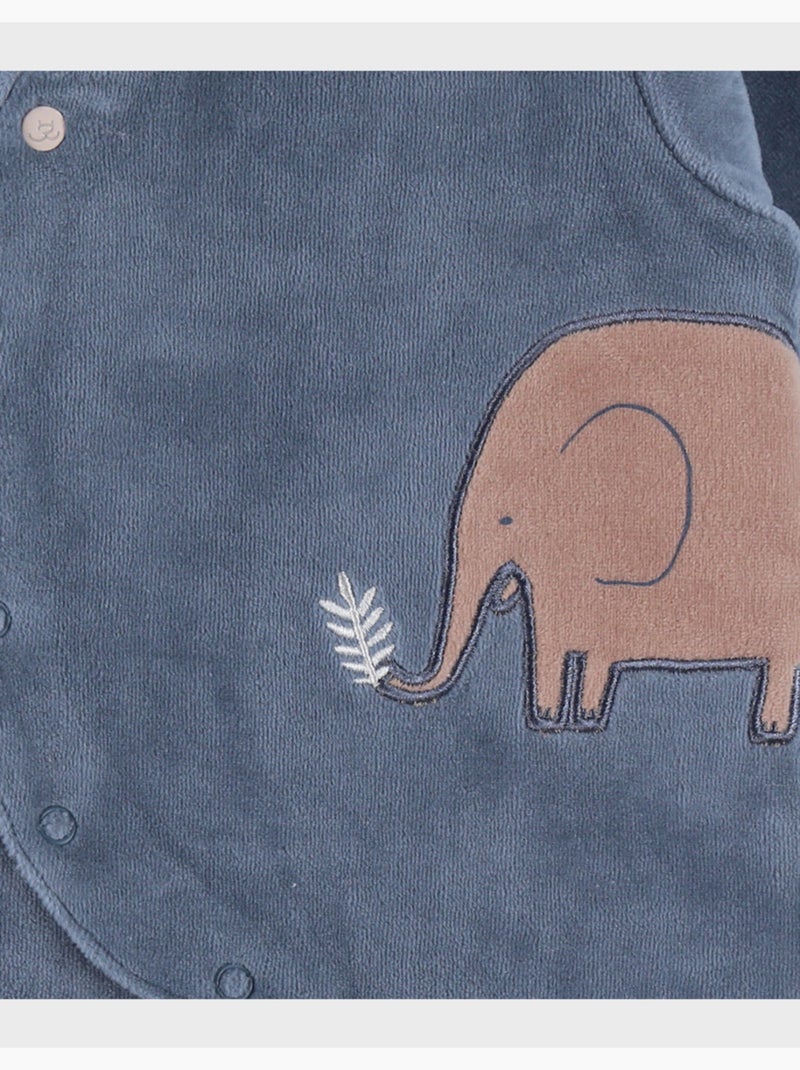 Pyjama bébé en velours avec broderie éléphant Noukie's Bleu - Kiabi
