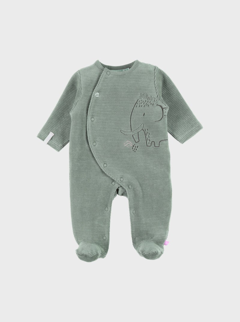 Pyjama bébé en velours avec broderie éléphant Noukie's Vert - Kiabi