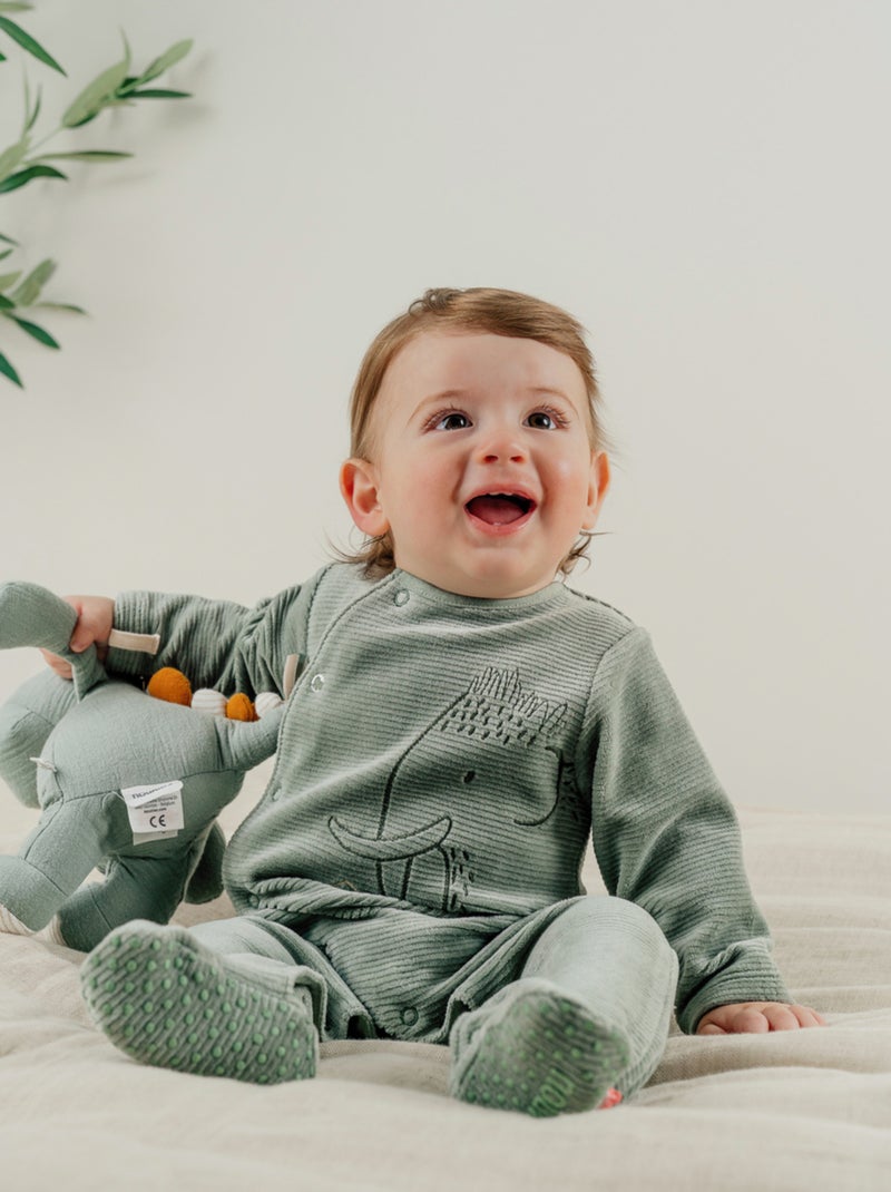 Pyjama bébé en velours avec broderie éléphant Noukie's Vert - Kiabi