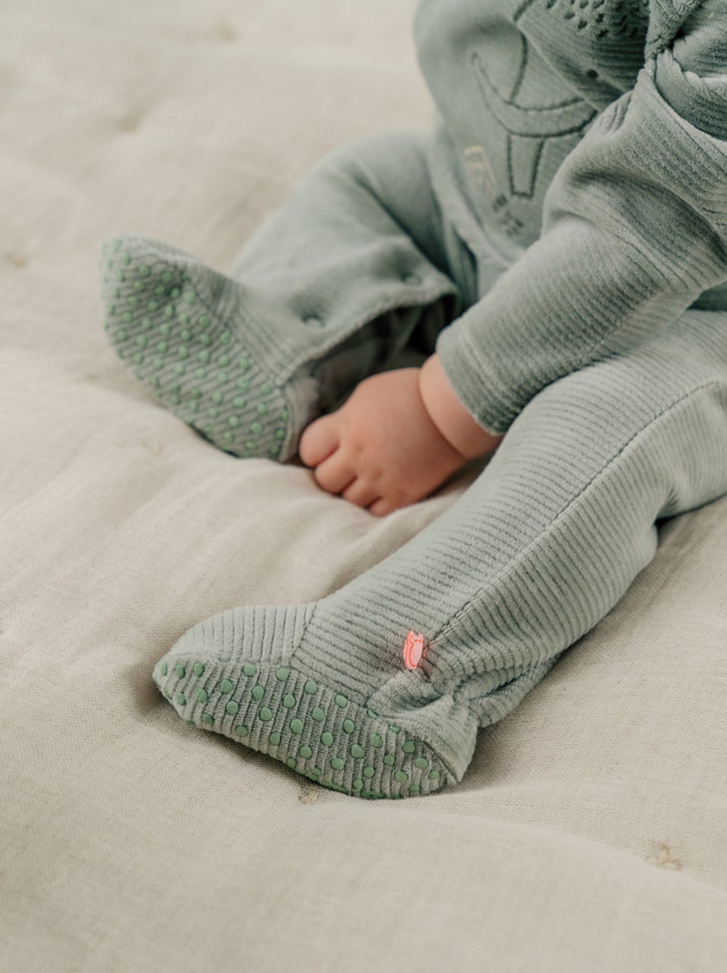 Pyjama bébé en velours avec broderie éléphant Noukie's Vert - Kiabi