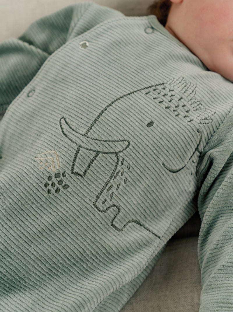 Pyjama bébé en velours avec broderie éléphant Noukie's Vert - Kiabi