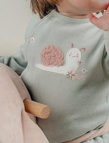 Pyjama bébé en velours avec broderie escargot Noukie's
