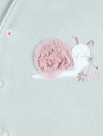 Pyjama bébé en velours avec broderie escargot Noukie's
