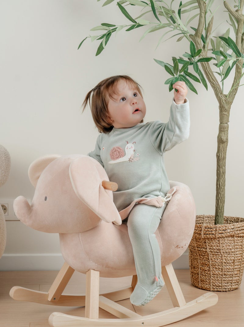 Pyjama bébé en velours avec broderie escargot Noukie's Vert - Kiabi