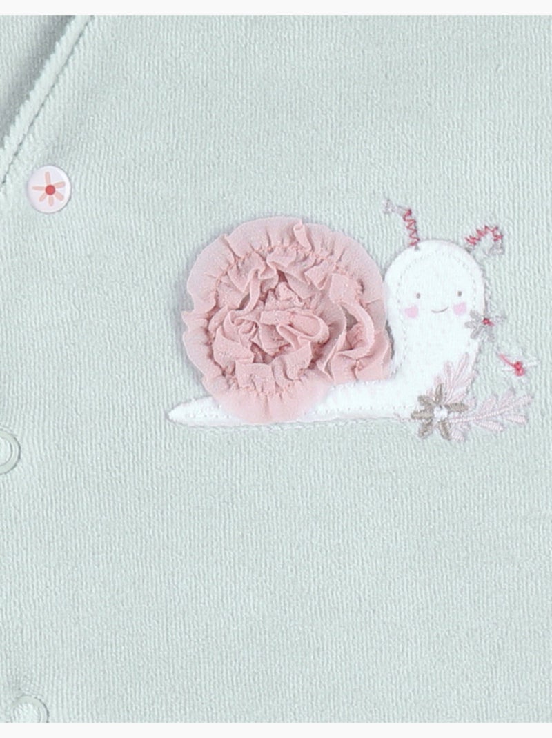 Pyjama bébé en velours avec broderie escargot Noukie's Vert - Kiabi