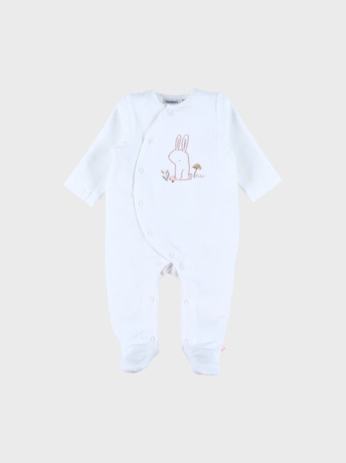 Pyjama bébé en velours avec broderie lapin Noukie's - Kiabi
