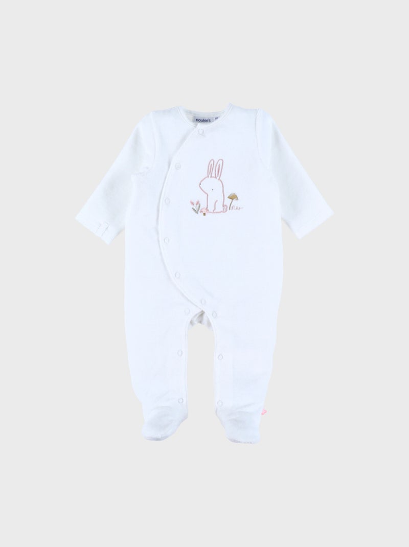 Pyjama bébé en velours avec broderie lapin Noukie's Blanc - Kiabi