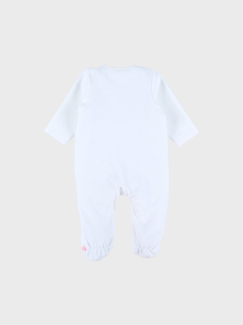 Pyjama bébé en velours avec broderie lapin Noukie's Blanc - Kiabi