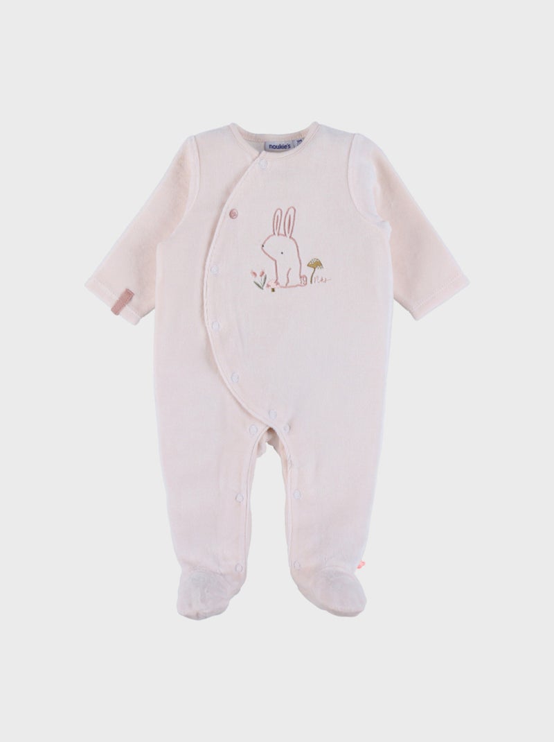 Pyjama bébé en velours avec broderie lapin Noukie's Rose - Kiabi