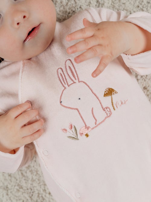 Pyjama bébé en velours avec broderie lapin Noukie's - Kiabi