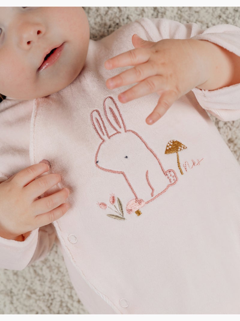 Pyjama bébé en velours avec broderie lapin Noukie's Rose - Kiabi