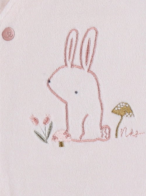 Pyjama bébé en velours avec broderie lapin Noukie's - Kiabi
